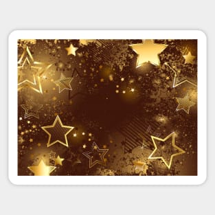 Brown background with golden stars Sticker